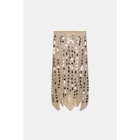 ZARA SEQUIN MIDI SKIRT - Picture 4 of 6